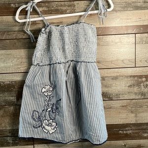 Motherhood spaghetti strap top, blue white stripes size small